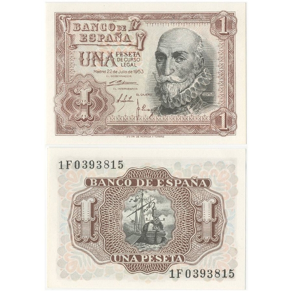 Picture of Spain, 1 Peseta 1953 P144 Unc