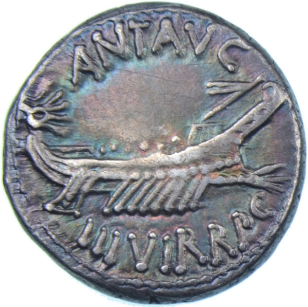 Picture of Mark Antony. 32-31 B.C.. AR Legionary Denarius