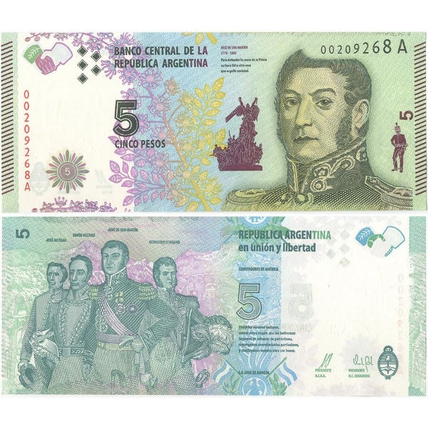 Picture of Argentina 5 pesos P359  Unc