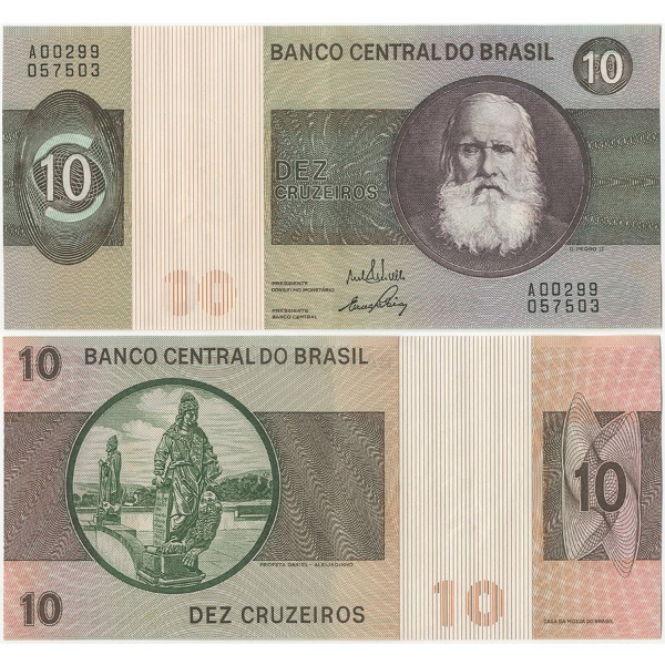 Picture of Brazil 10 Cruzeiros (1970-80) P193 Crisp EF/GEF