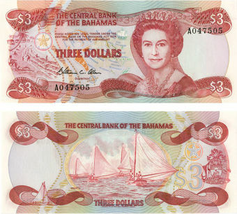 Picture of Bahamas 3 Dollars P44a Unc