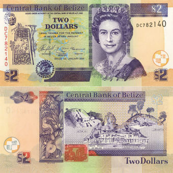Picture of Belize 2 Dollars P66 Unc