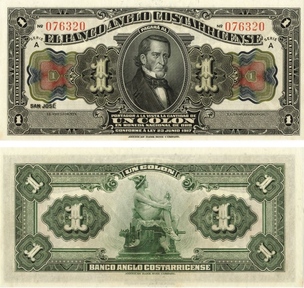 Picture of Costa Rica Banco Anglo Costarricense 1 colon PS121 Unc