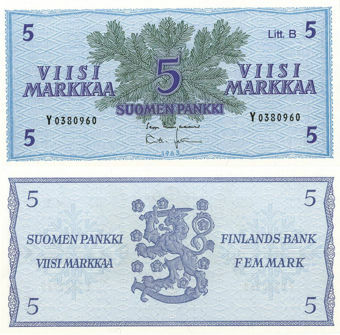 Picture of Finland 5 markaa 1963 P99a Unc