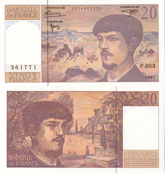 Picture of France, 20 Francs 1987-1997 P151 Unc