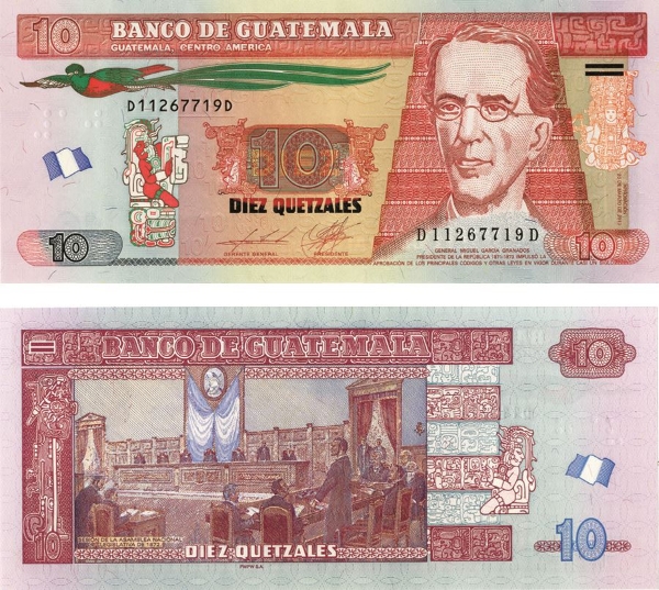 Picture of Guatemala 10 Quetzales 2013 P117 Unc
