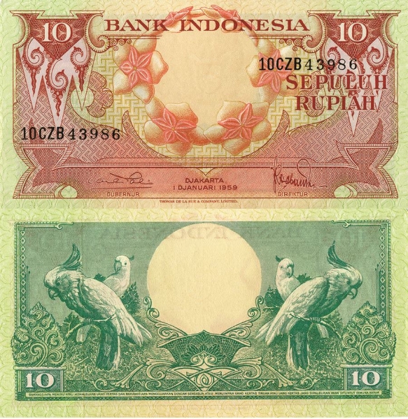 Picture of Indonesia 10 Rupiah 1959 P66 Unc