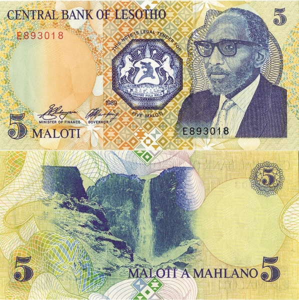 Picture of Lesotho 5 Maloti 1989 P10a Unc