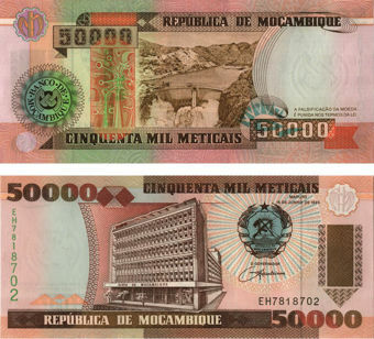 Picture of Mozambique 50,000 meticais (1993) P138 Unc
