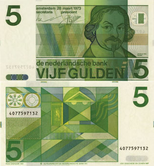 Netherlands 5 Gulden 1973 P95 Unc