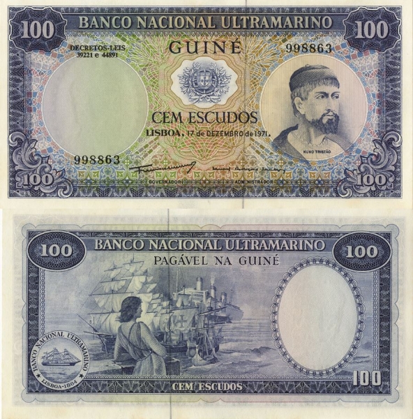 Picture of Portuguese Guinea 100 Escudos 1971 P45 Unc