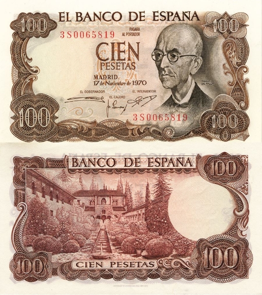 Picture of Spain 100 Pesetas 1970 P152 Unc