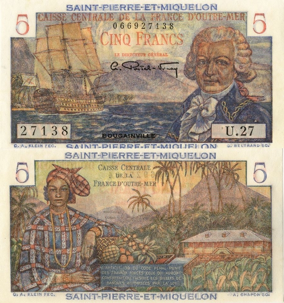 Picture of St Pierre et Miquelon 5 Francs P22 Unc
