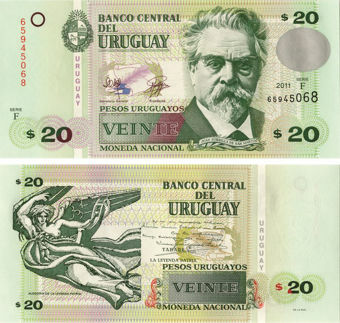Picture of Uruguay 20 Pesos Uruguayos 2011 P86b Unc