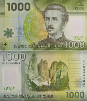 Picture of Chile 1000 Pesos 2010-11 P161 Plastic Unc
