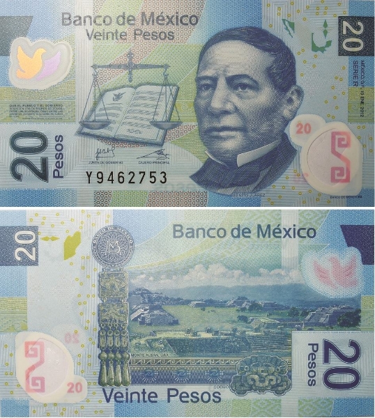 Picture of Mexico 20 Pesos 2011 P122 Plastic Unc