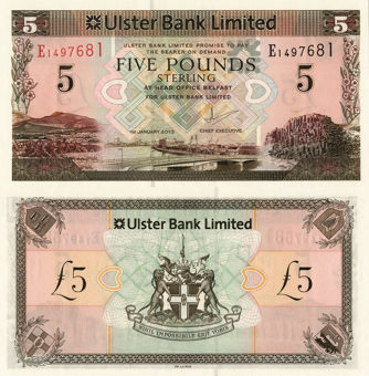Picture of Northern Ireland, Ulster Bank £5 2013 P340 Unc