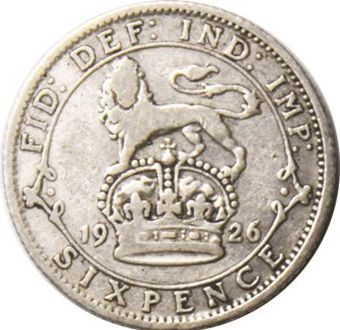 Picture of George V, Sixpence 1926 Circulated
