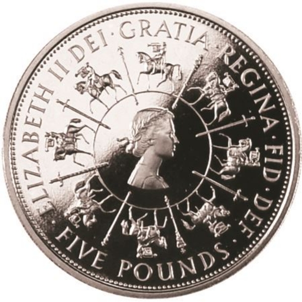 Picture of Elizabeth II, £5 (40th Anniversary of the Queen's Reign) 1993 cupro-nickel