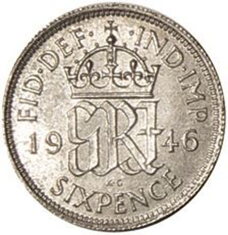 Picture of George VI, Sixpence 1946 Gem Unc