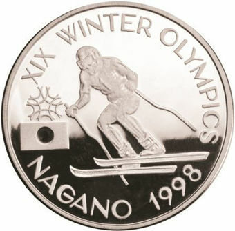 Picture of Romania, Rare Nagano Skiing Olympics Piedfort Aluminium