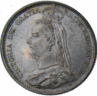 Picture of Victoria, Sixpence (Jubilee Head/Wreath) 1887 Gem Unc
