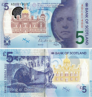 Picture of Bank Scotland £5 2016 P-New Polymer Plastic Unc
