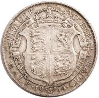 Picture of George V, Halfcrown (.925 fine Silver) 1914 Fine