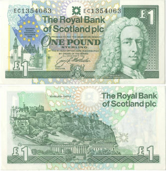 Picture of Royal Bank Scotland EU £1 1992 Unc