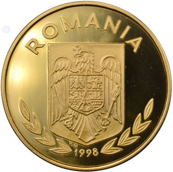 Picture of Romania, Rare Nagano Skiing Olympics Piedfort Brass