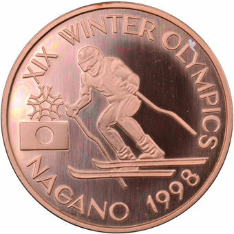 Picture of Romania, Rare Nagano Skiing Olympics Piedfort Copper