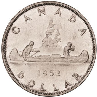 Picture of Canada, 1953 Coronation Dollar EF