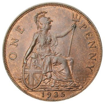 Picture of George V, Penny 1935 Unc/Brilliant Unc