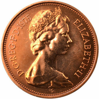 Picture of Elizabeth II, Two Pence 1975 Proof