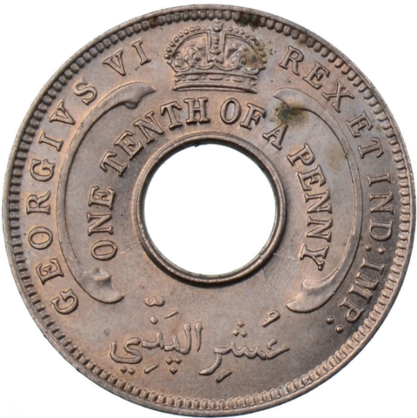 Picture of British West Africa 1/10th Penny 1939 Unc