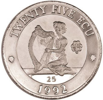 Northern Ireland, 25 Ecu CN 1992 Patina Prooflike_rev