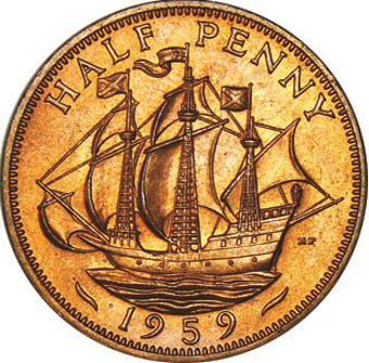 Picture of Elizabeth II, Halfpenny 1959 Brilliant Unc