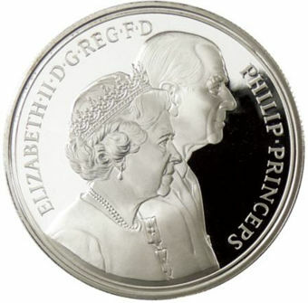 Picture of Elizabeth II, £5 (The Queen & Prince Philip) 1997 Silver Crownsized Proof