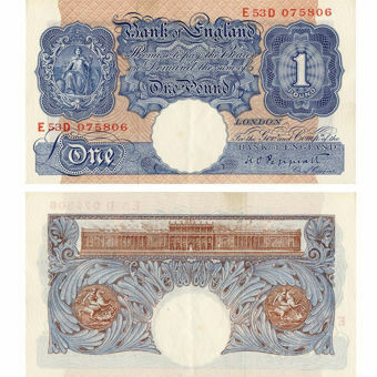 Picture of Blue/Pink Wartime £1 (B249), EXTREMELY FINE