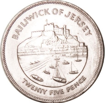 Picture of Jersey, Twenty-five Pence (Crown) 1977 Unc Cupro-nickel