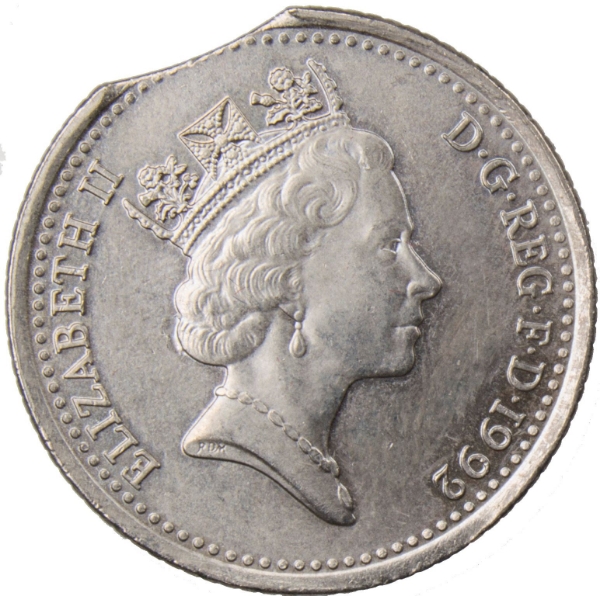 Picture of Elizabeth II, 10 Pence (clipped) 1992 Unc