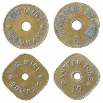 Picture of India, Pair of Bombay Mint Canteen Tokens