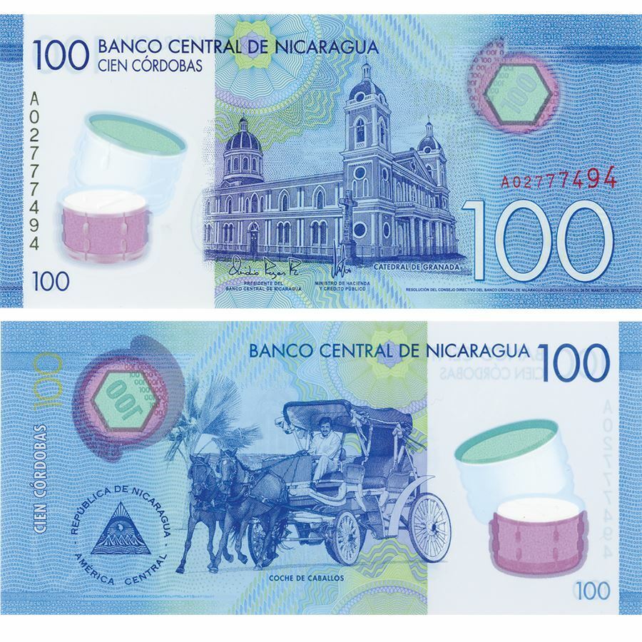 Nicaragua 100 Córdobas 2015 Polymer Plastic/p212 UNC