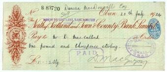Picture of North of Scotland Bank Ltd stamped on N. of Scotland & Town & County, Oban, 19(24)