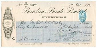 Picture of Wymondham, Gurneys Bank, 19(24), Executor's cheque, OTG 103.12dvar