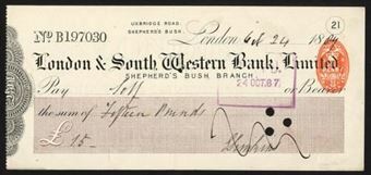 Picture of London & South Western Bank Ltd., Shepherd's Bush, 18(88)