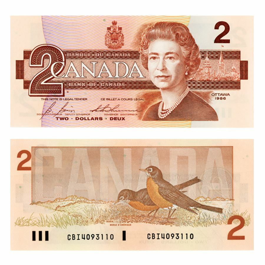 1986 Canada 2 Dollar UNC P94 Queen Elizabeth banknote