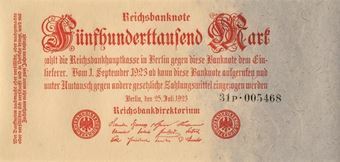 Picture of Germany 500,000 marks 1923 P92 Unc