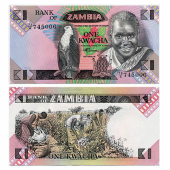 Picture of Zambia 1-50 Kwacha 1980's (6 values) P23-8 Unc