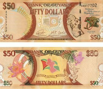 Picture of Guyana 50 Dollars 2016 P41  Annivers Independence Unc